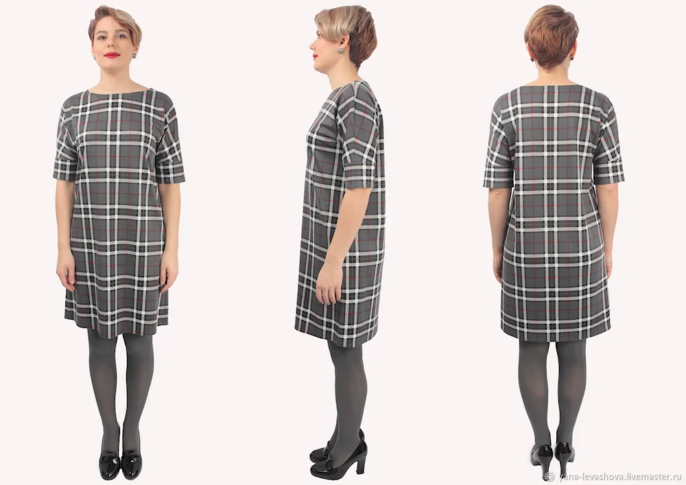 Summer plaid dress for full