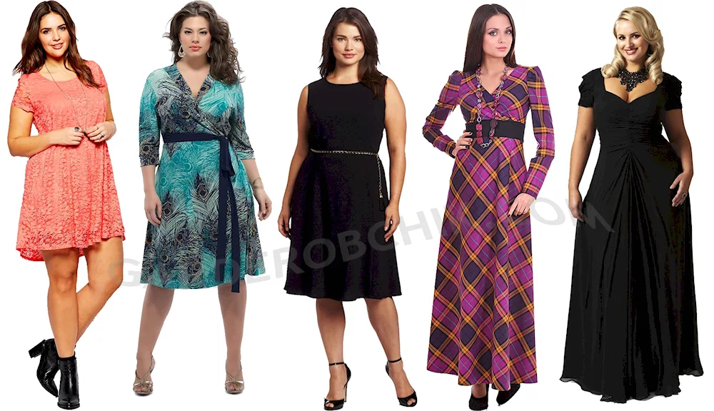 Dresses hiding tummy and emphasising figure for fat women