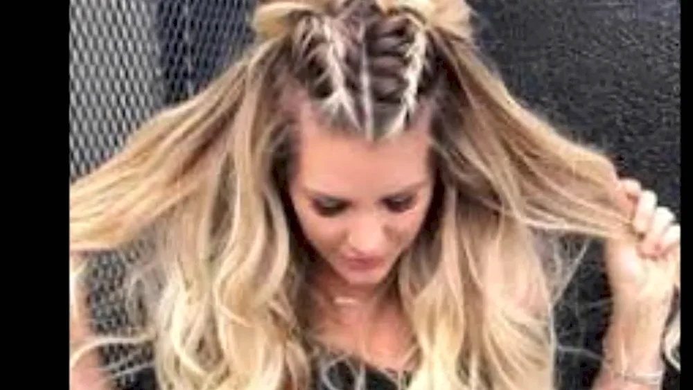 Braid on loose hair and braid