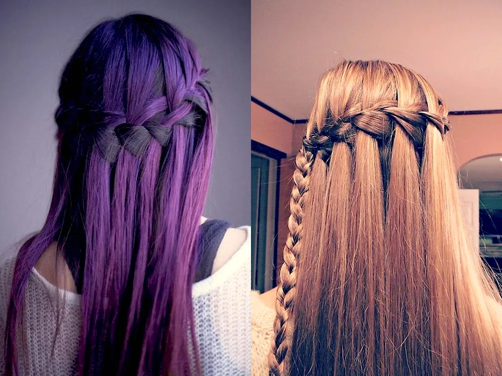 Waterfall braid with Kanekalon