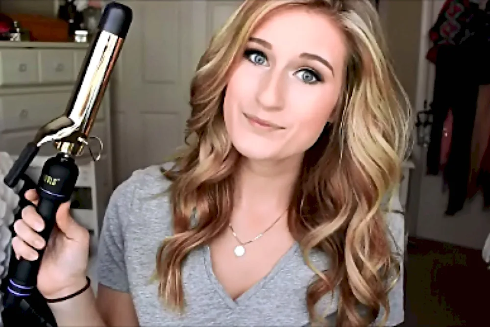 Hair curls with a curling iron
