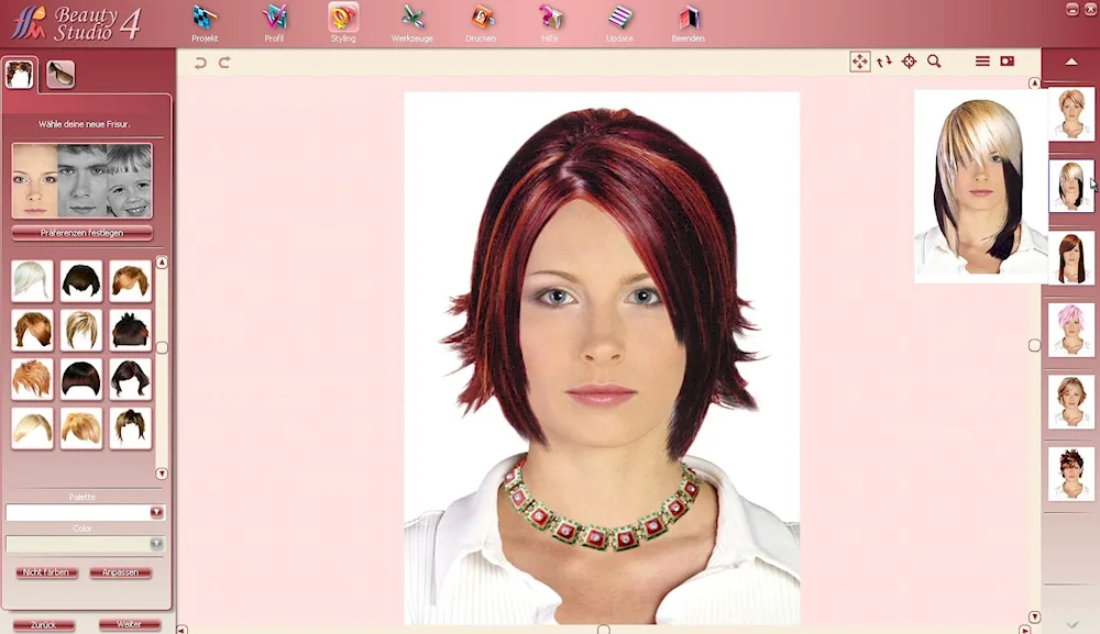 Choose hairstyle and hair colour hair