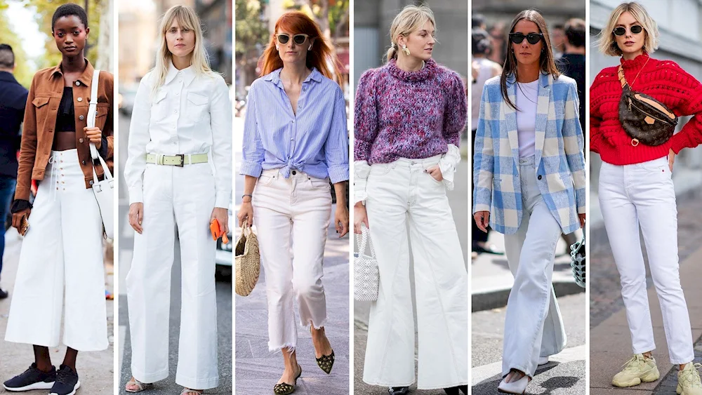 Pick up the top to the white trousers