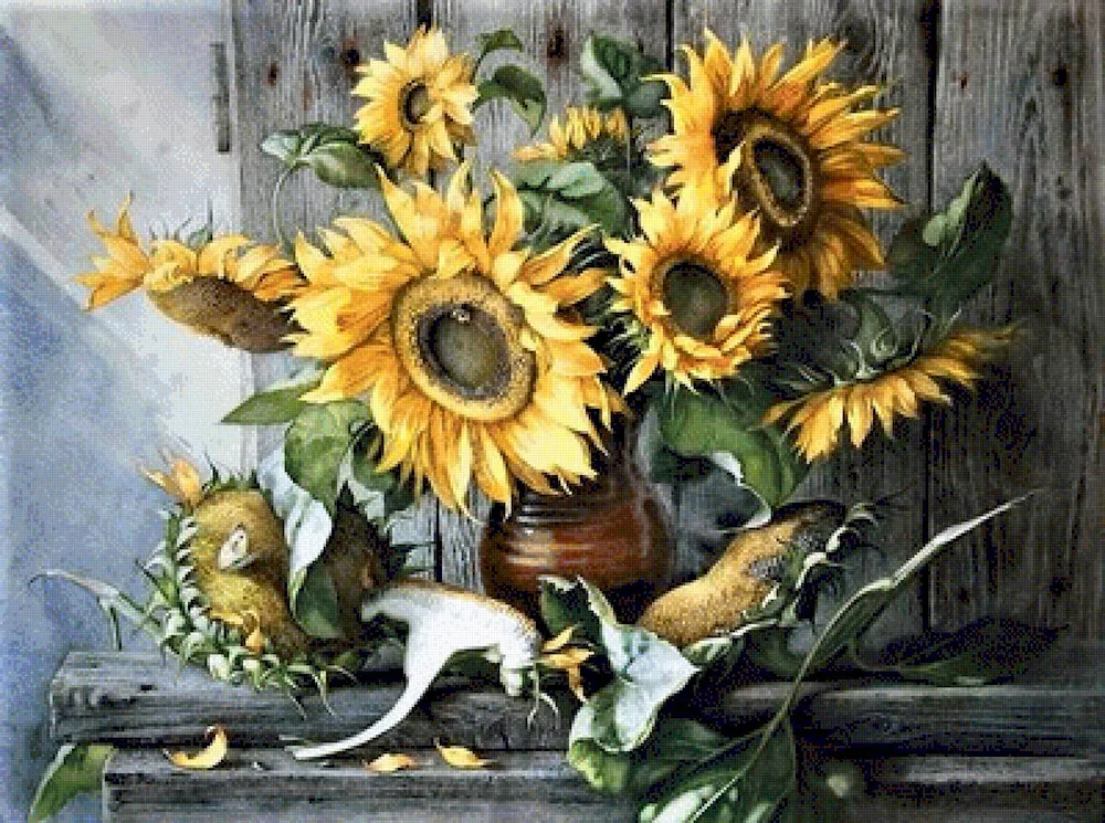 Sunflowers watercolour by Elena Bazanova