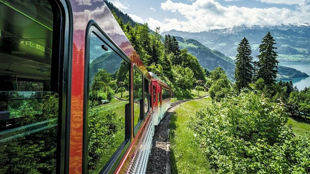 Train in the mountains