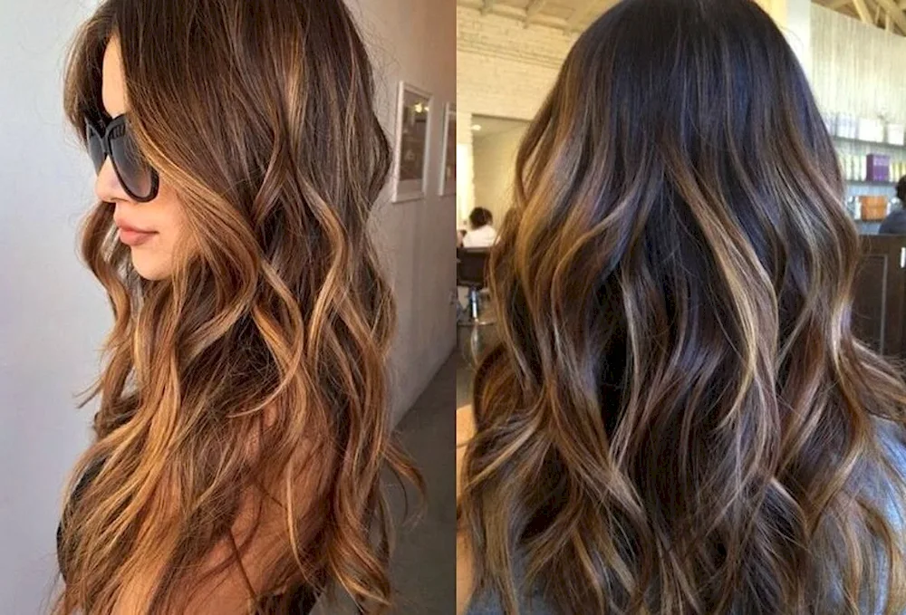 Balayage colouring on dark hair