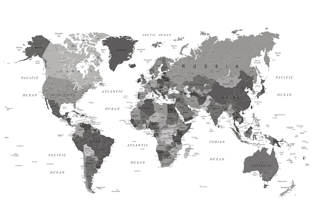 Political map of the world with borders of states 2023