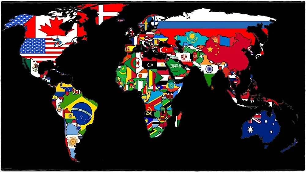 Political map of the world with borders of states for 2023