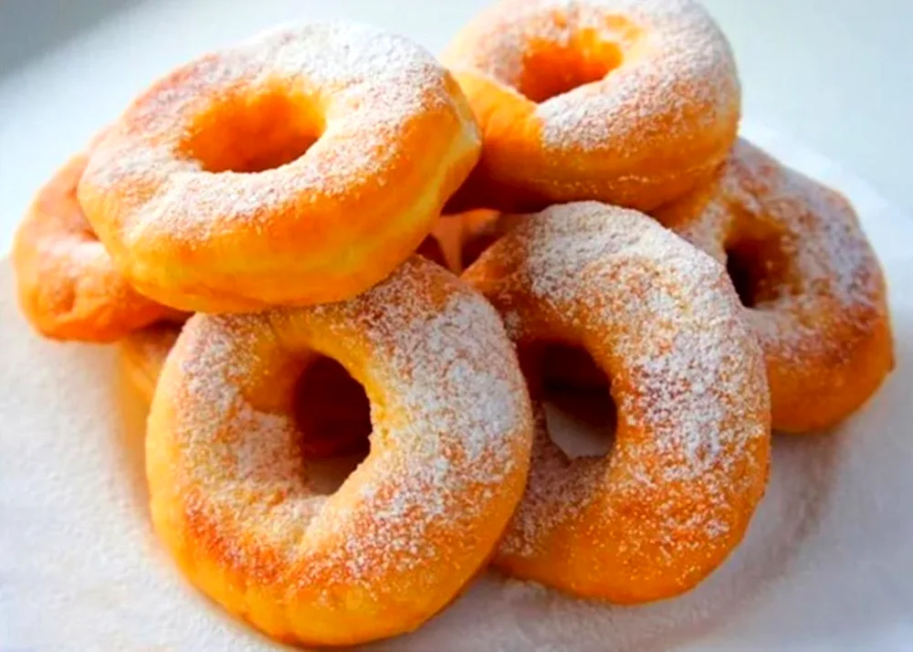 Doughnuts with powdered sugar