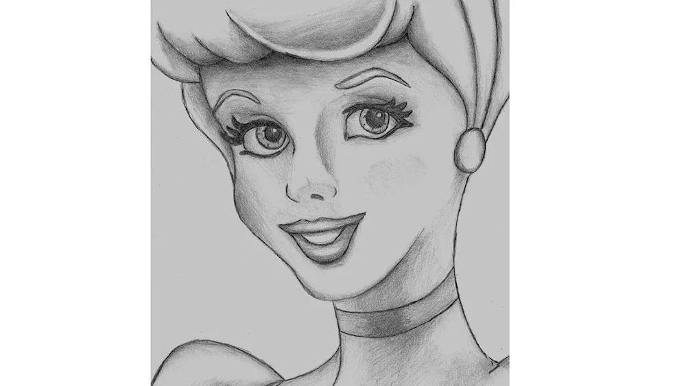 Cinderella portrait in pencil