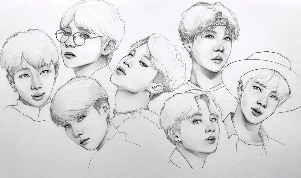 Portraits of BTS members