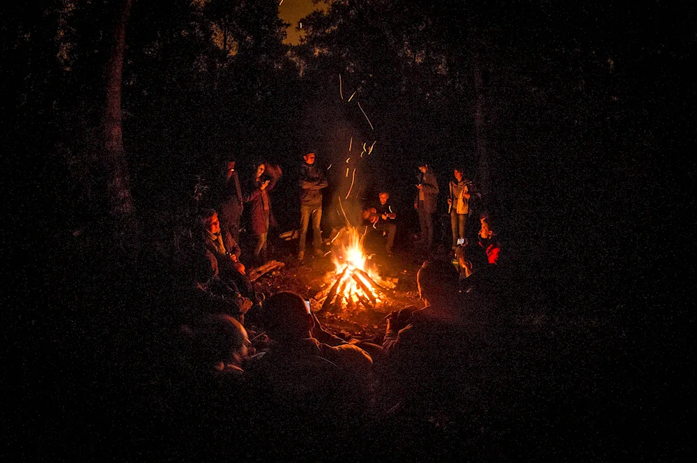 People by the bonfire