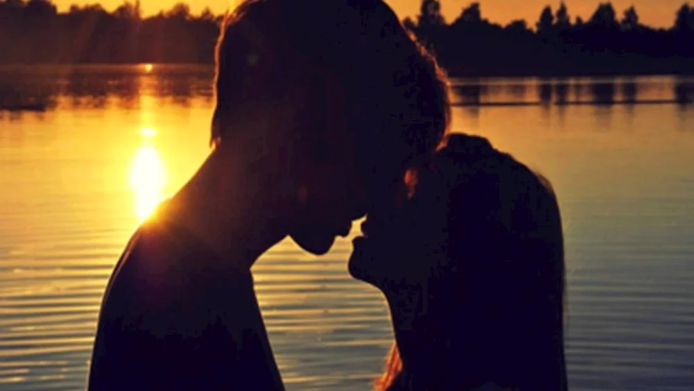 Kissing at sunset