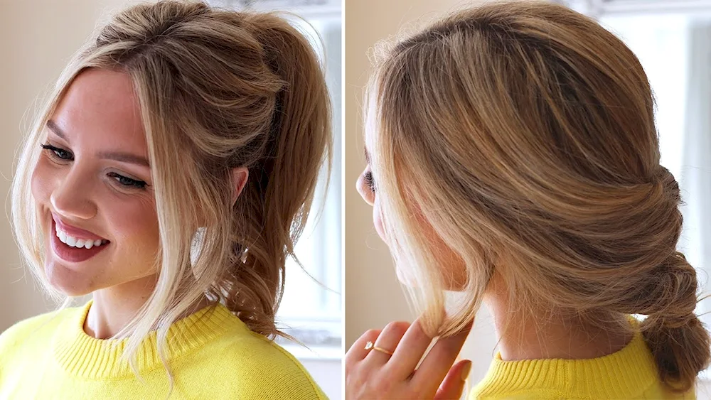 A casual ponytail hairstyle for medium hair