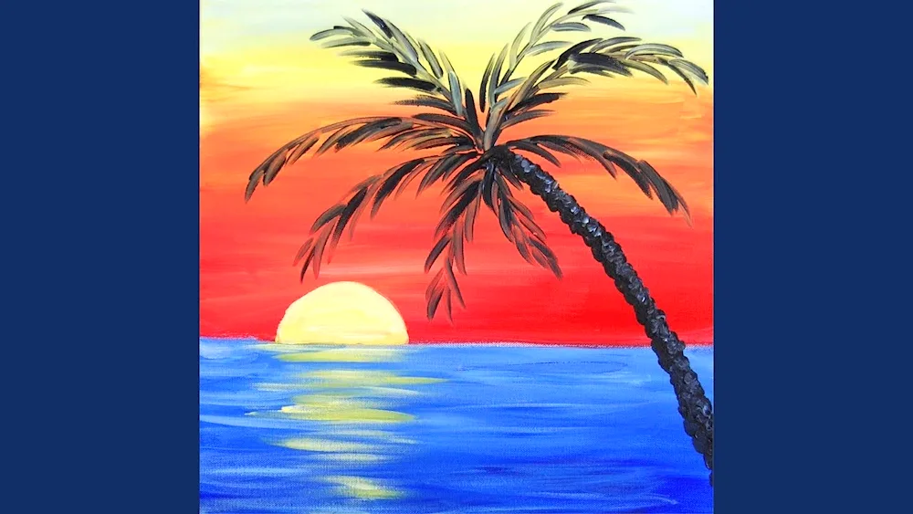 Right hemispheric drawing of sea palm trees