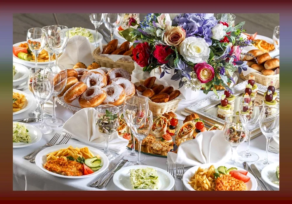 Holiday table with food