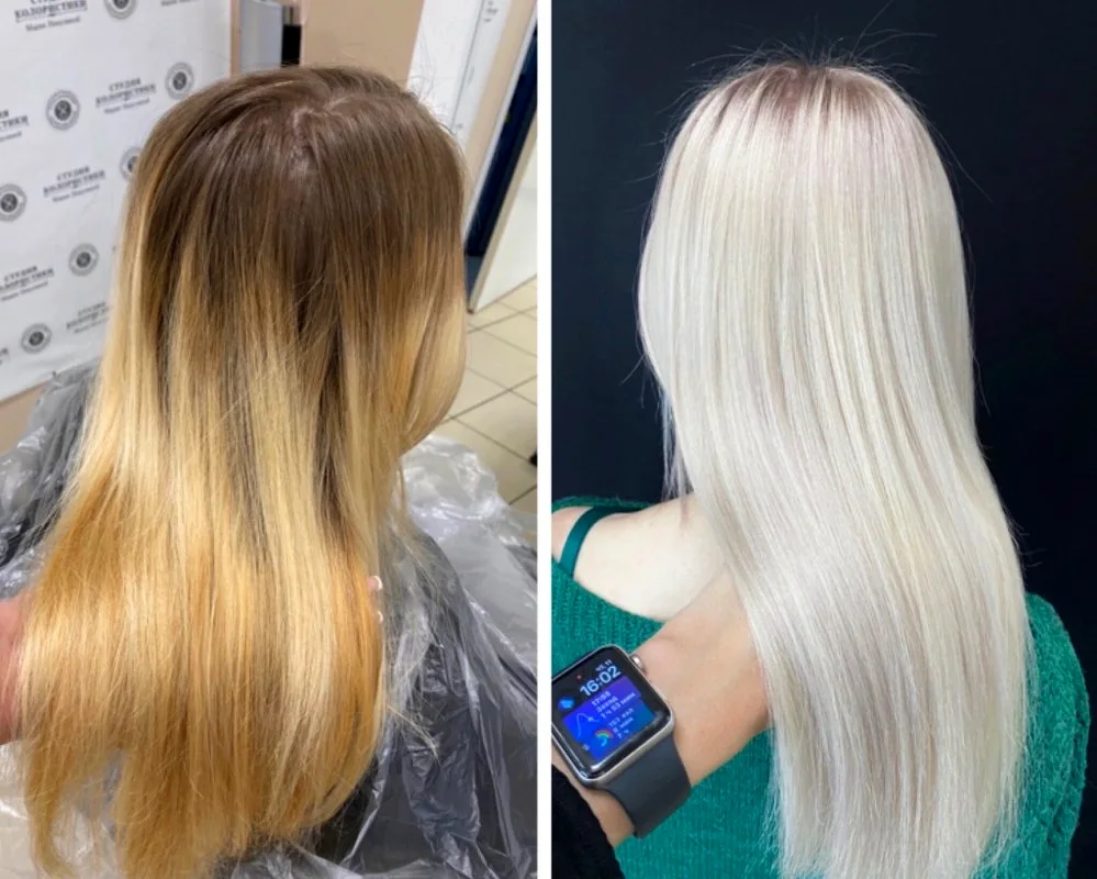 Yellow hair after bleaching