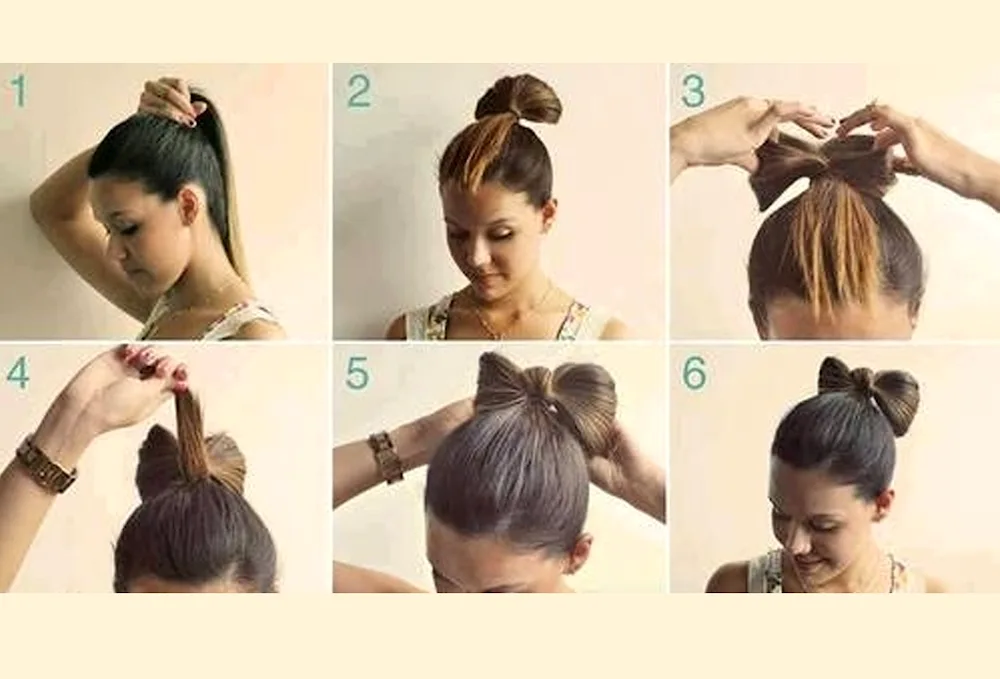 Bow hairstyle with bow