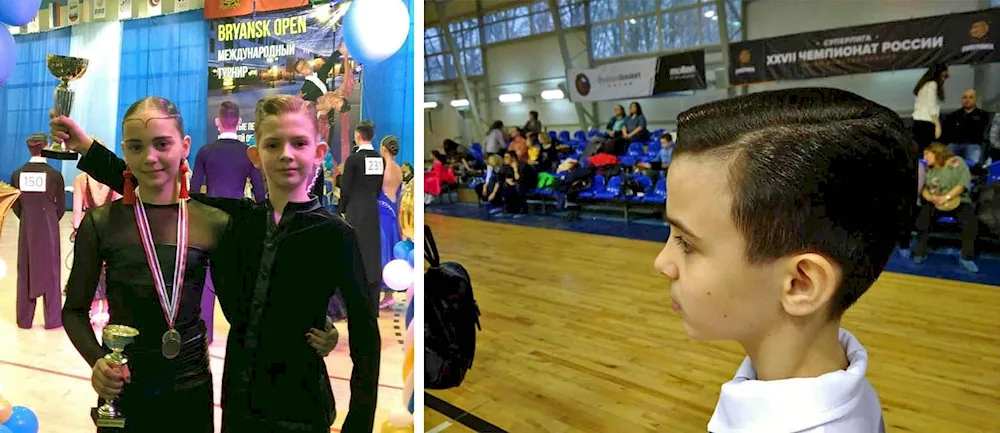 Ballroom dancing hairstyle for a boy sporting ballroom dancing