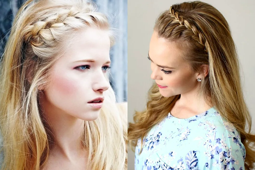Malvinka boho hairstyle teenage girl's hairstyle with rings in braids