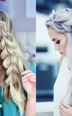 Two side braids and loose hair