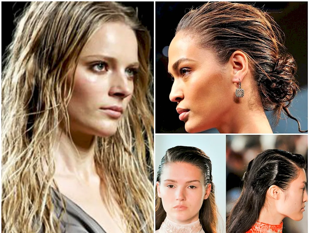 Wet hair effect hairstyle