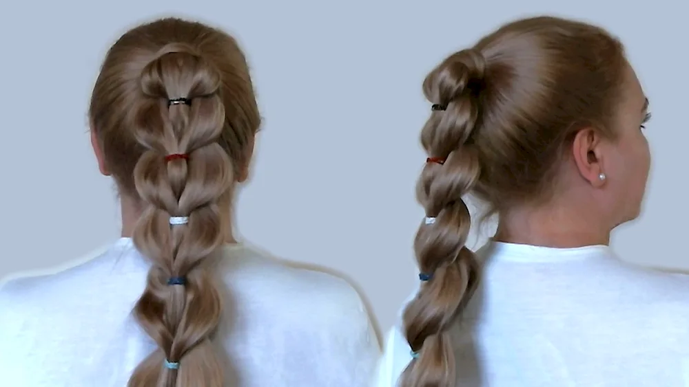 Hair ponytail with rubber bands