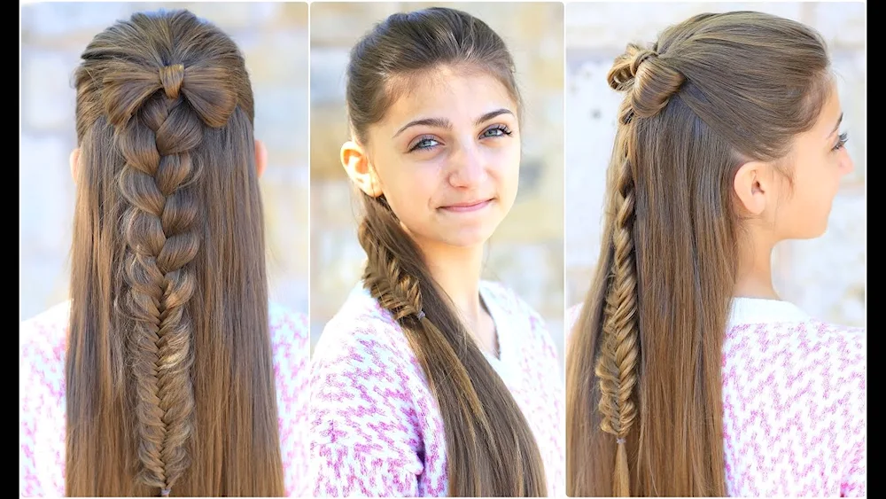Hairstyle with loose hair for a girl