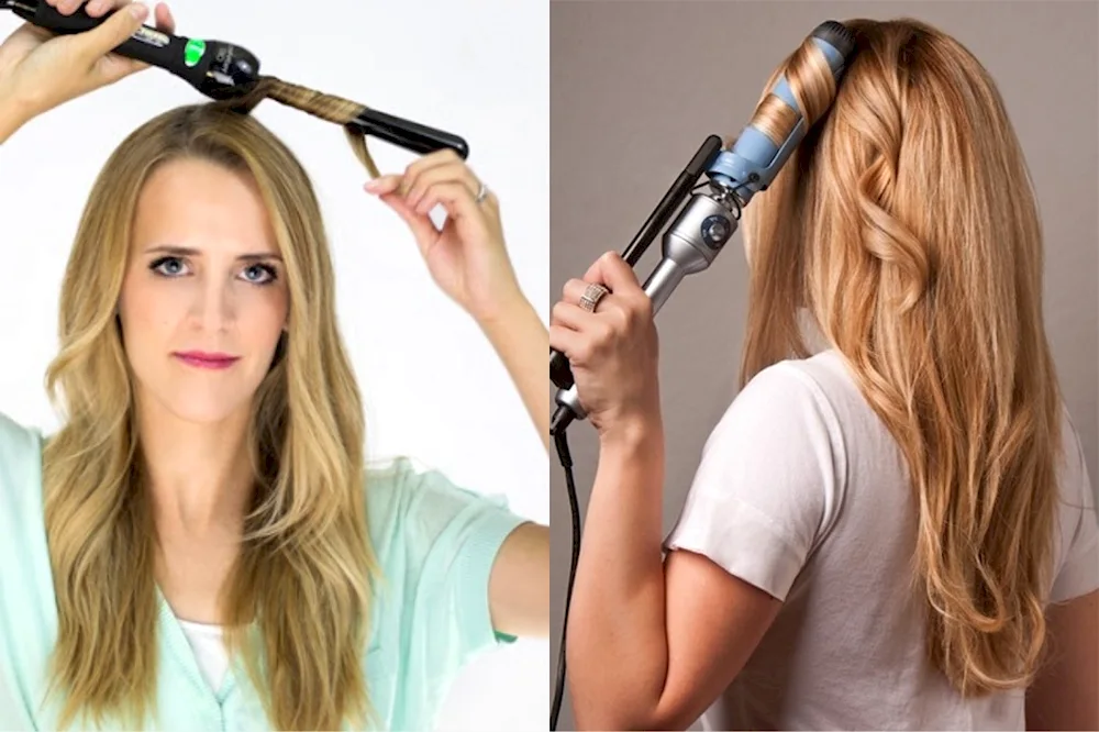 Middle hair curling iron