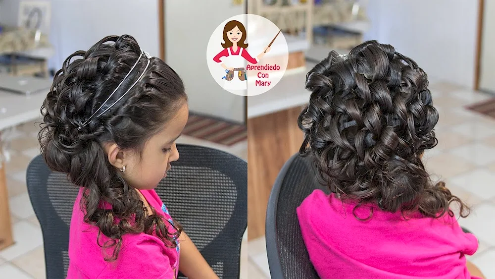 Hair with curls for kindergarten graduation