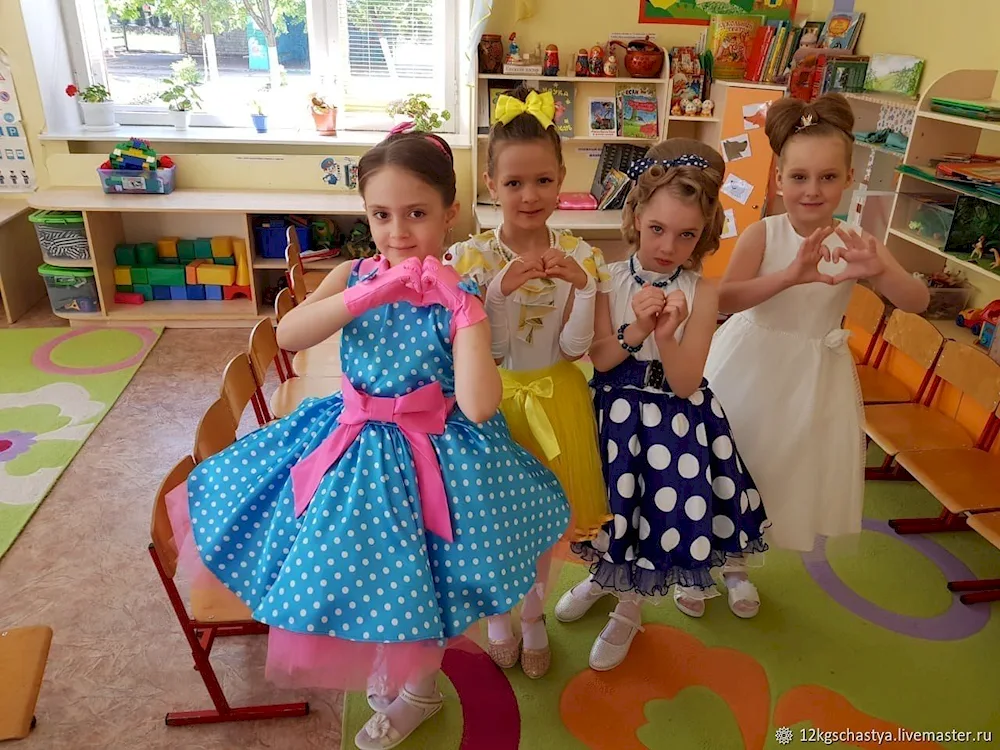 Stilyagi hairstyle for girl's graduation in kindergarten