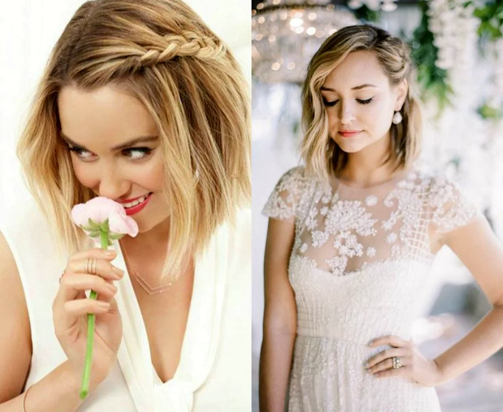Bride with short haircut looks