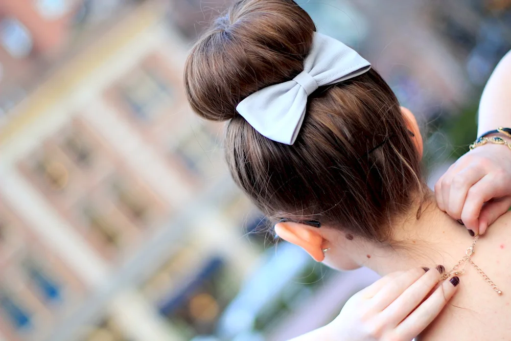 Hair bun with a bow