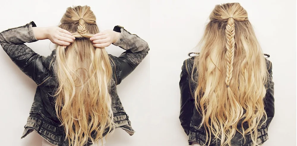 Hair with loose hair in boho and hippie style