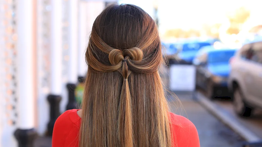 Bow hairstyle for long hair