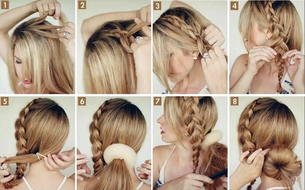 Bun hairstyle with bagel