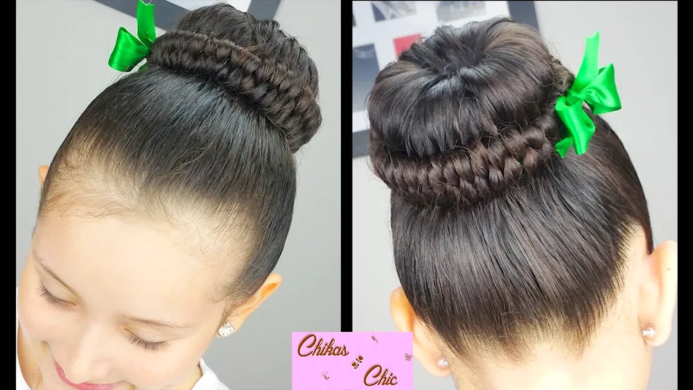 Girl's bagel hairstyle