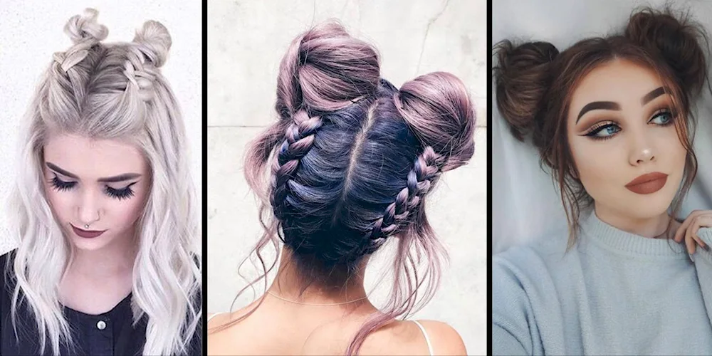 Hairstyle with two buns