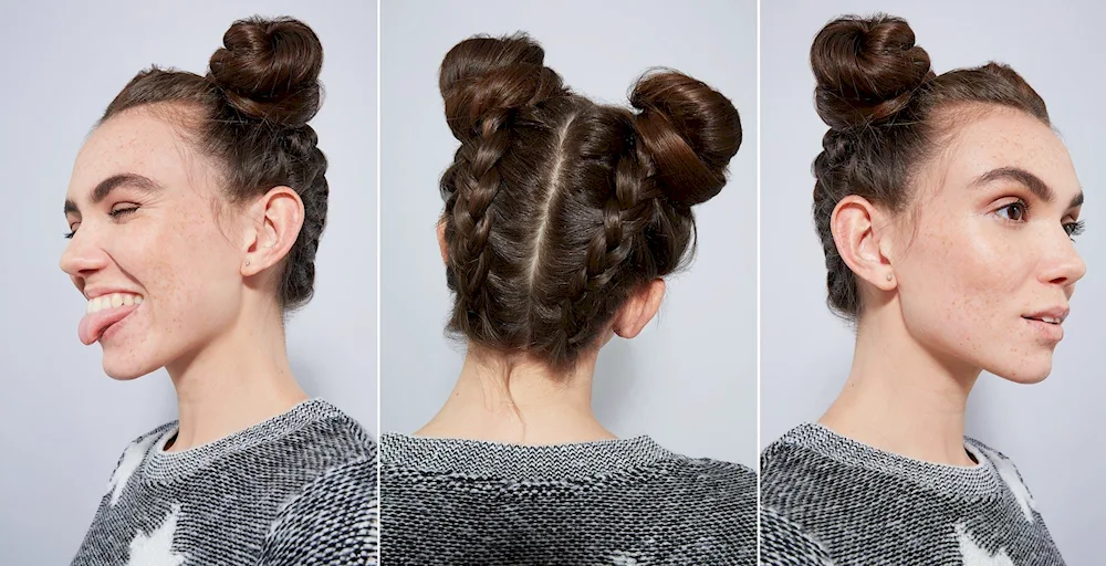 Bun hairstyle with two buns