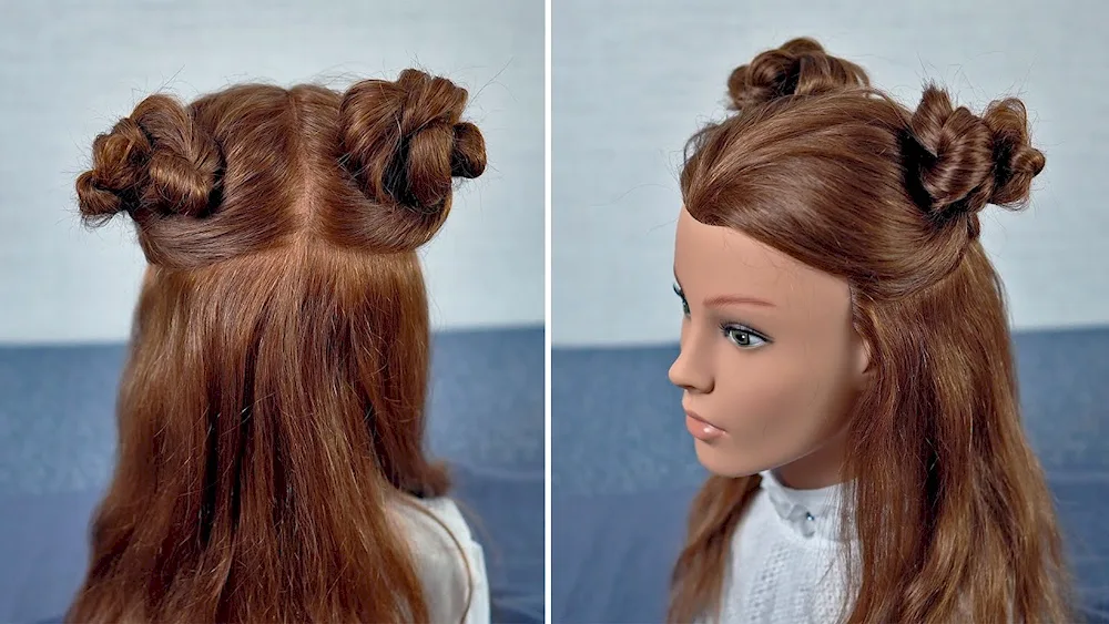 Hairstyle with two buns