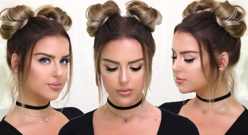 Hairstyle with two buns