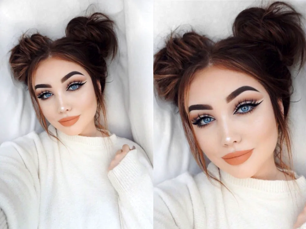 Double bun hairstyle