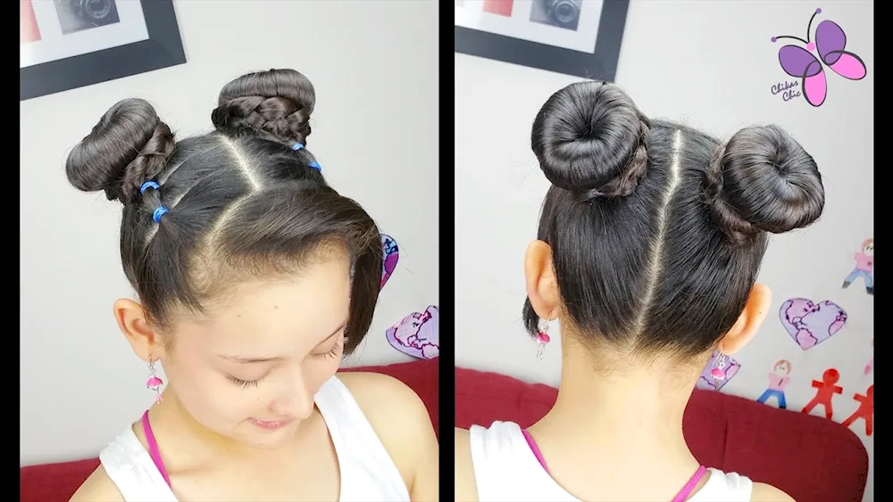 Two buns hairstyle for girls