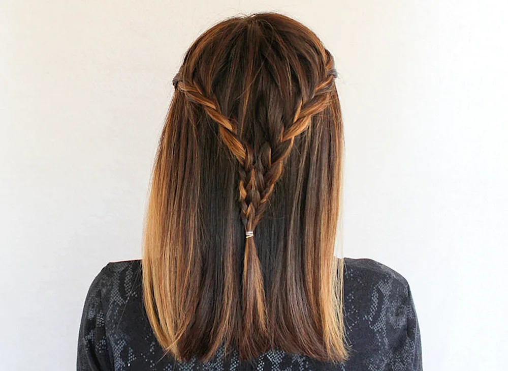 Braided hairstyle with loose hair