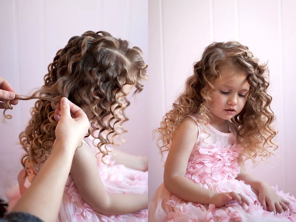 Hairstyle with curls for girl