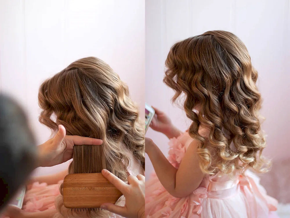 Hairstyle with curls for girl