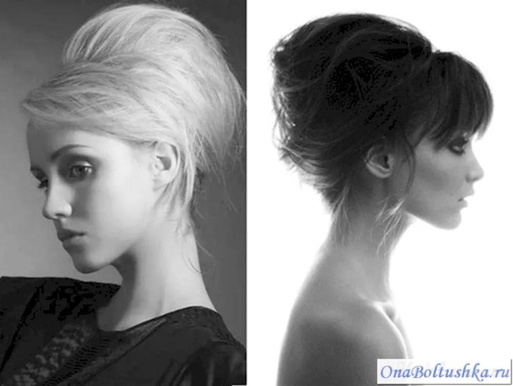Hair with slicked back comb for medium hair. hair