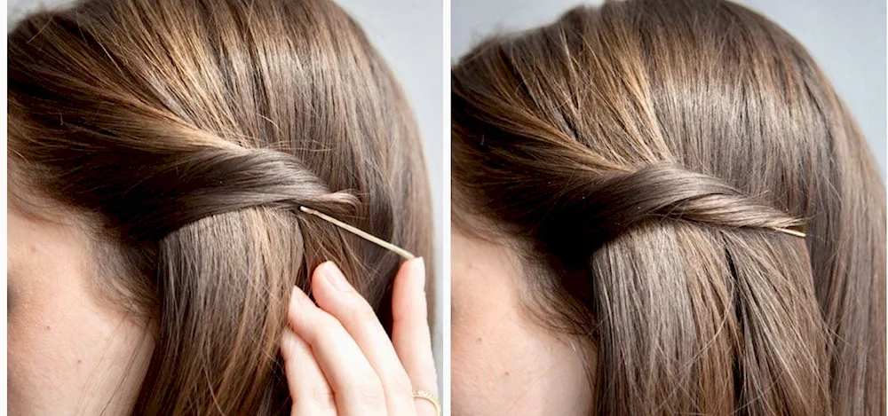 Hairstyles with hairpins on the sides