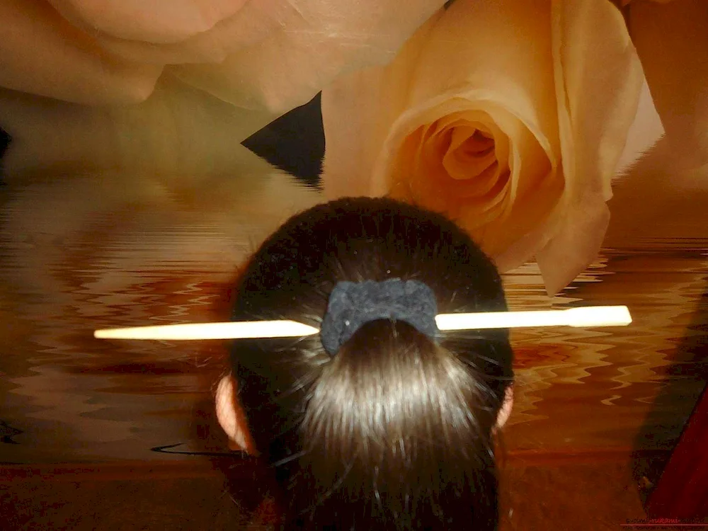 Hair with chopsticks