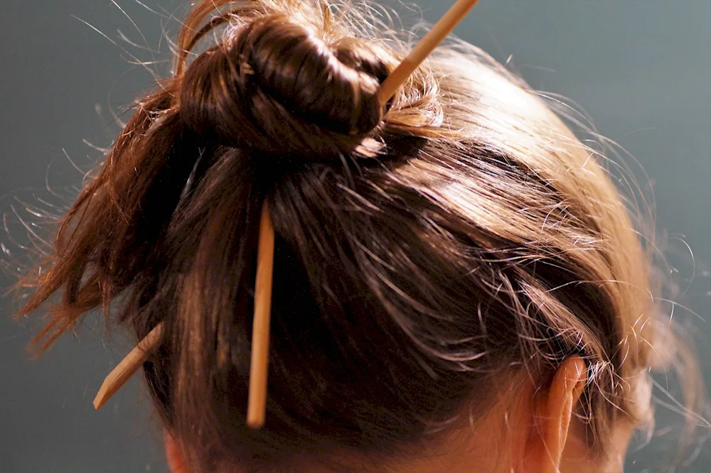 Hair with chopsticks